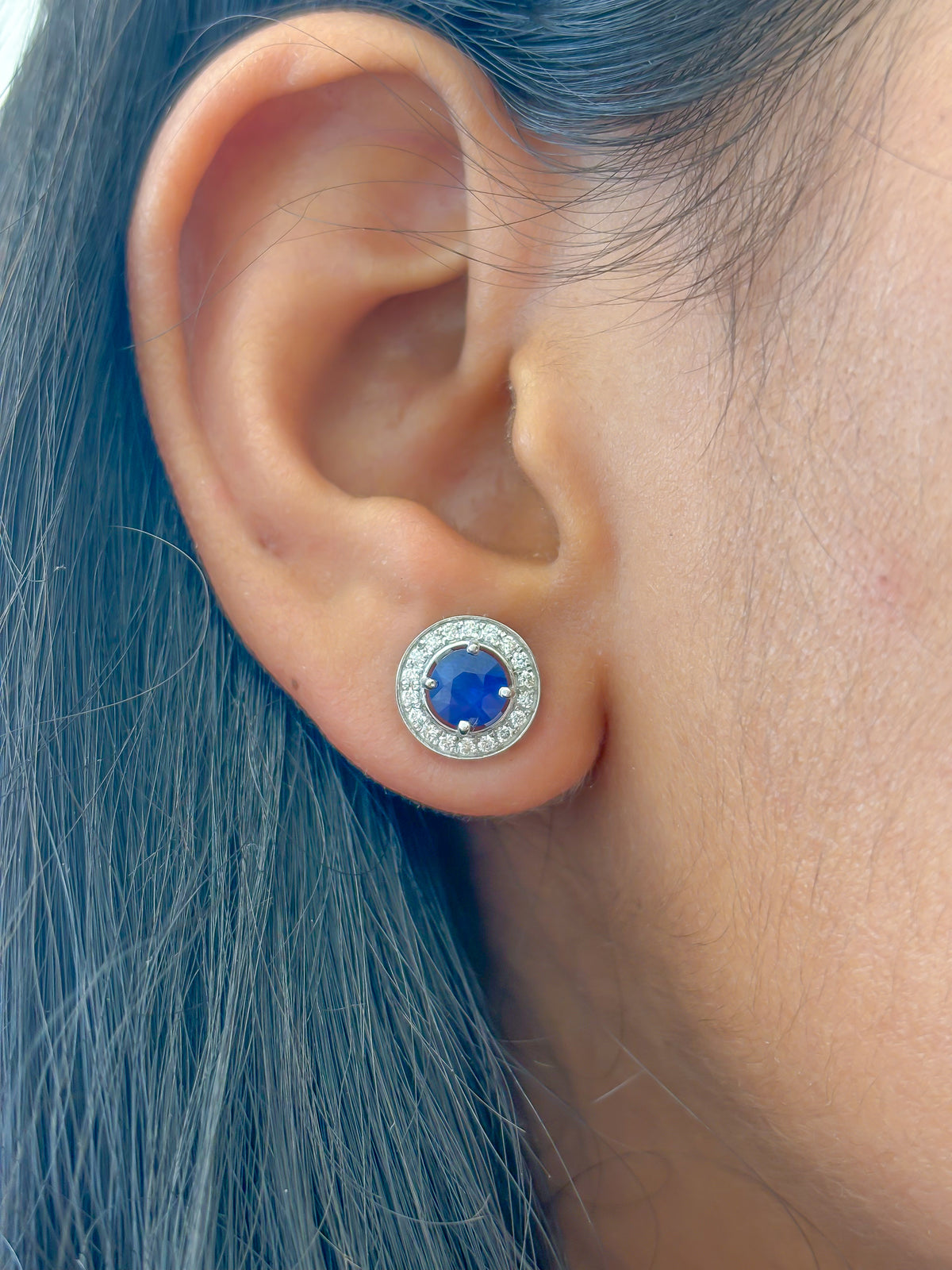 Blue Sapphire Diamond Earrings