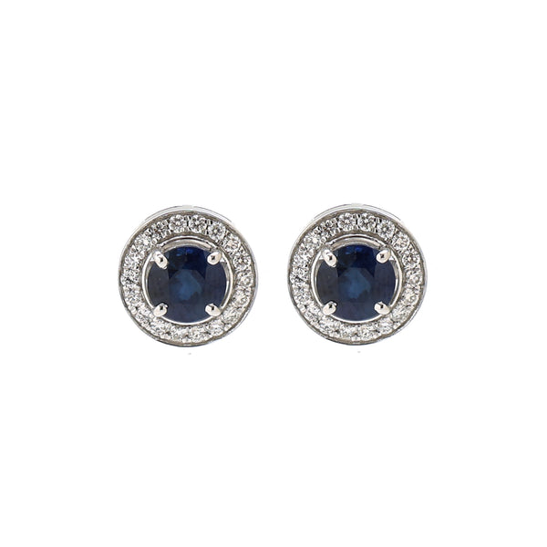 Blue Sapphire Diamond Earrings