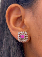 Diamond Pink Sapphire Earrings