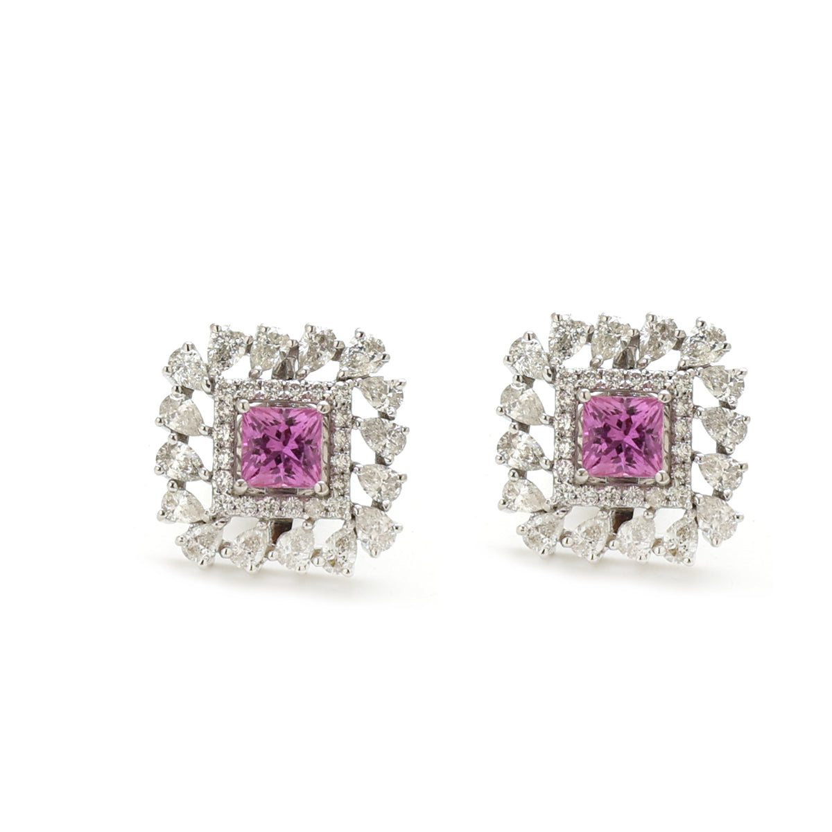Diamond Pink Sapphire Earrings