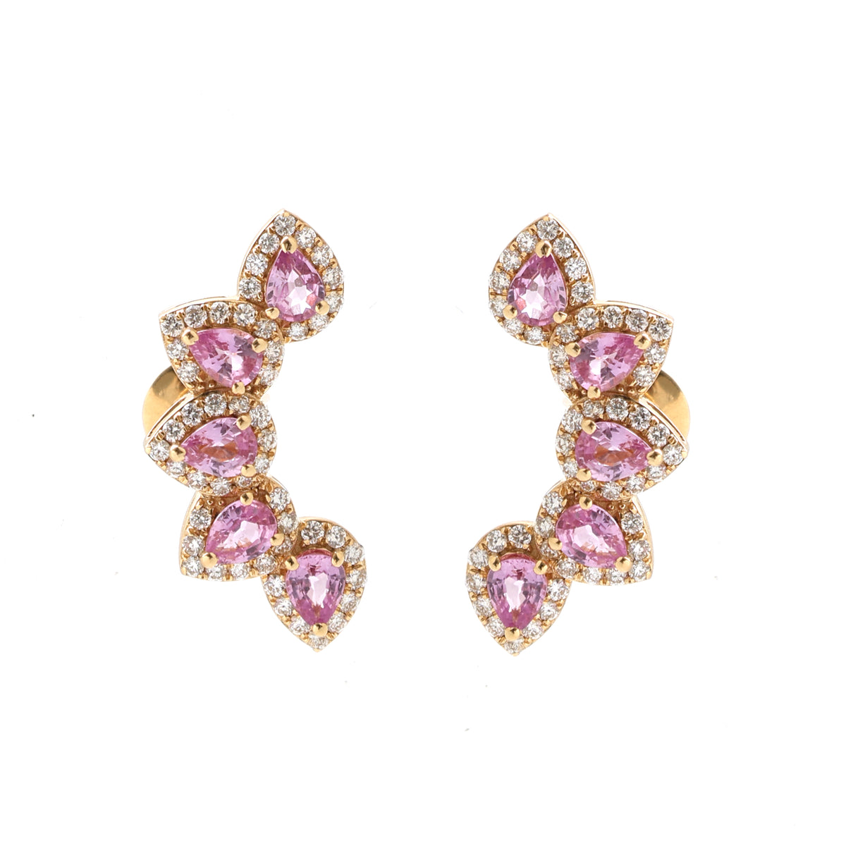 Pink Sapphire Diamond Earrings