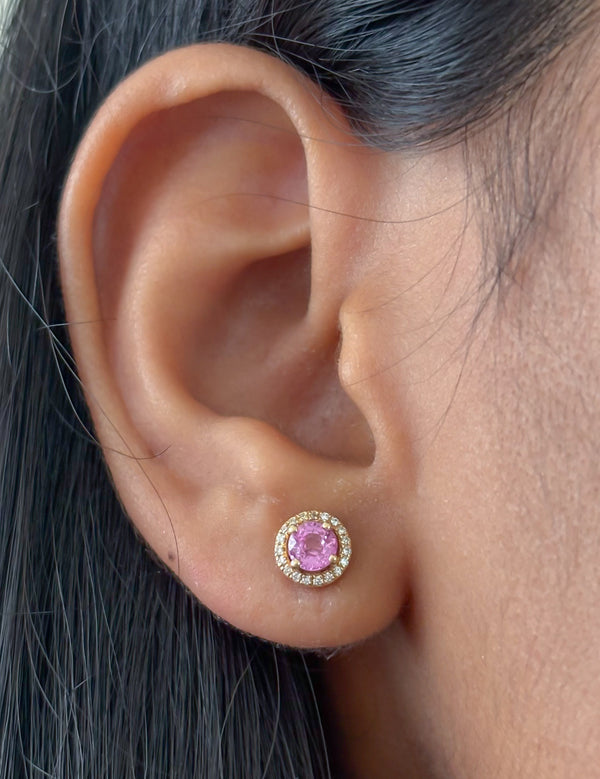 Pink Sapphire Diamond Earrings