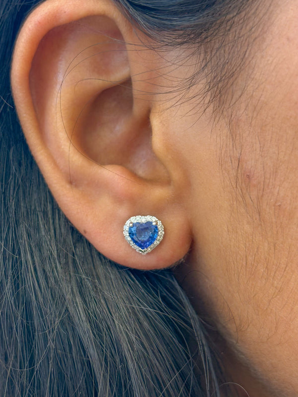 Blue Sapphire Diamond Earrings