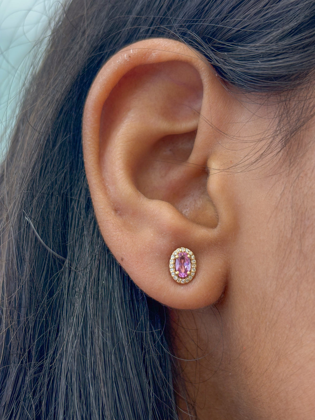 Pink Sapphire Diamond Earrings
