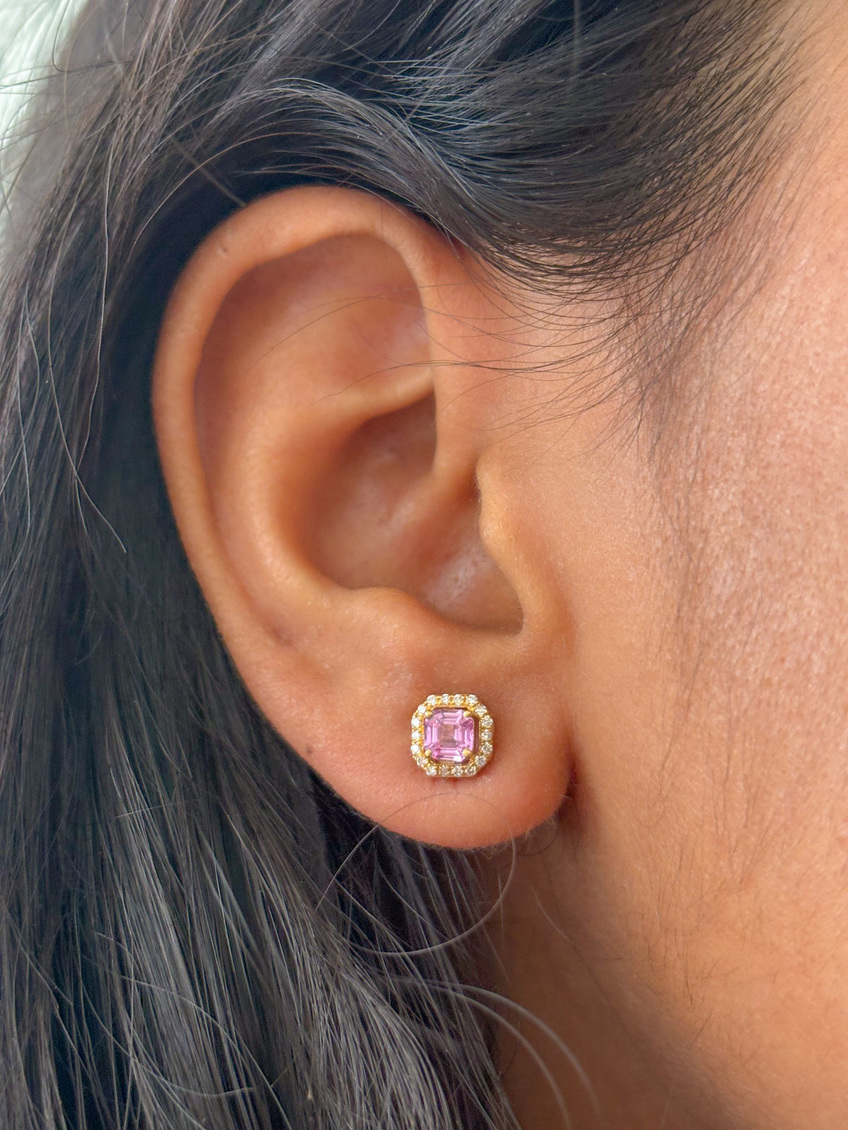 Pink Sapphire Diamond Earrings
