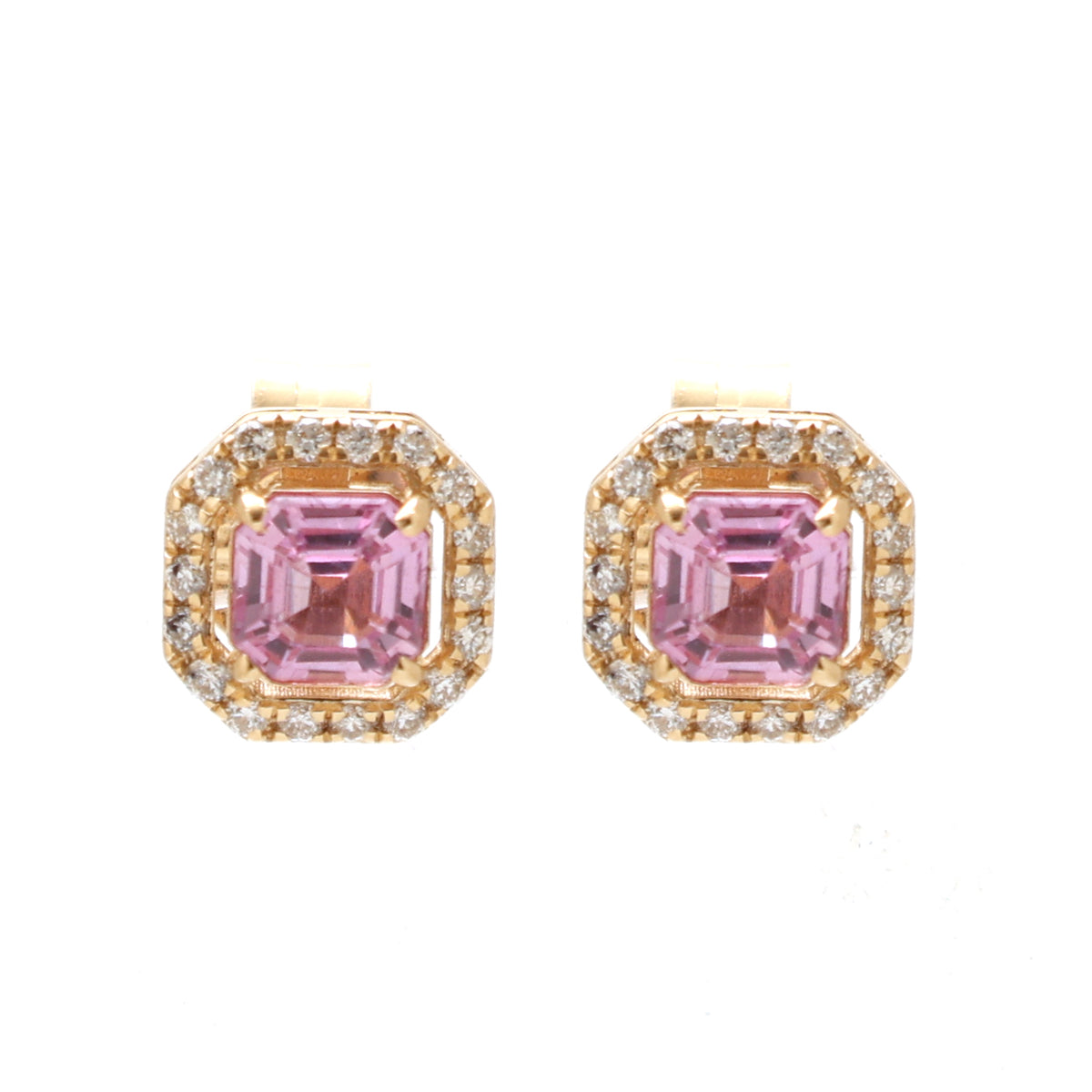Pink Sapphire Diamond Earrings