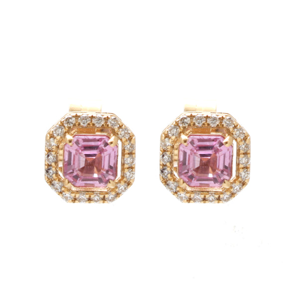 Pink Sapphire Diamond Earrings