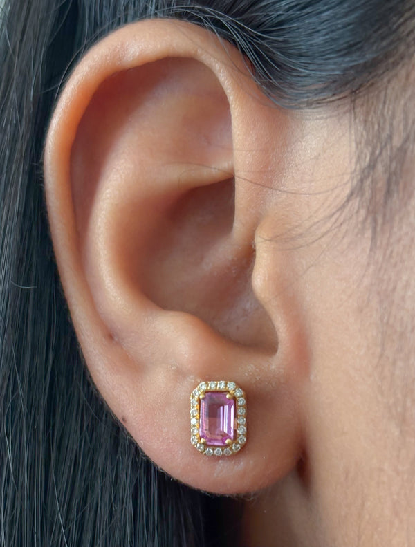 Pink Sapphire Diamond Earrings