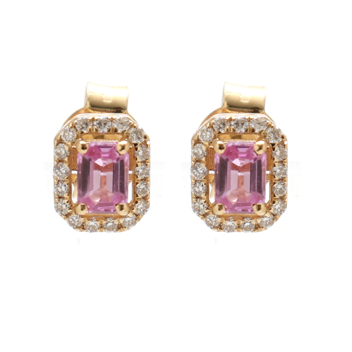 Pink Sapphire Diamond Earrings