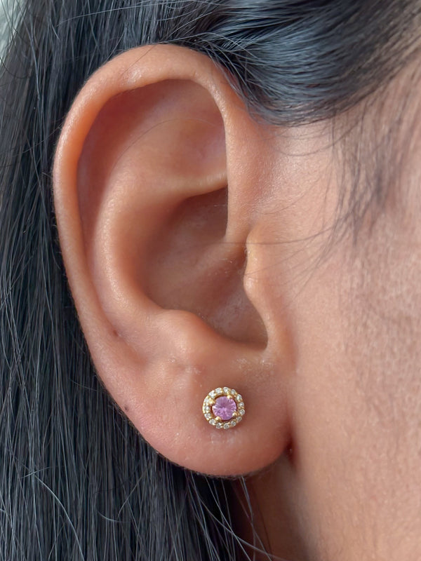 Pink Sapphire Diamond Earrings