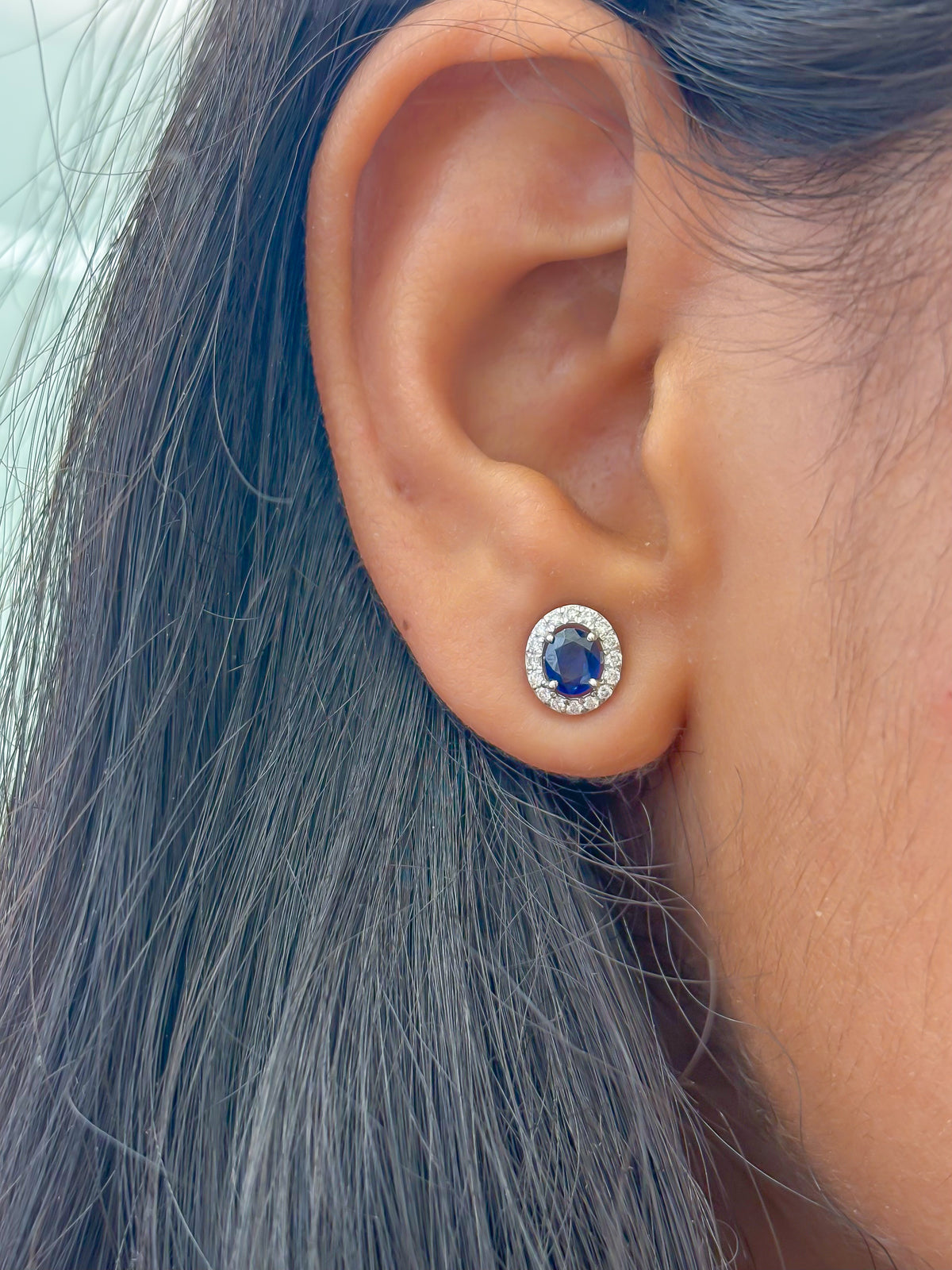 Blue Sapphire Diamond Earrings
