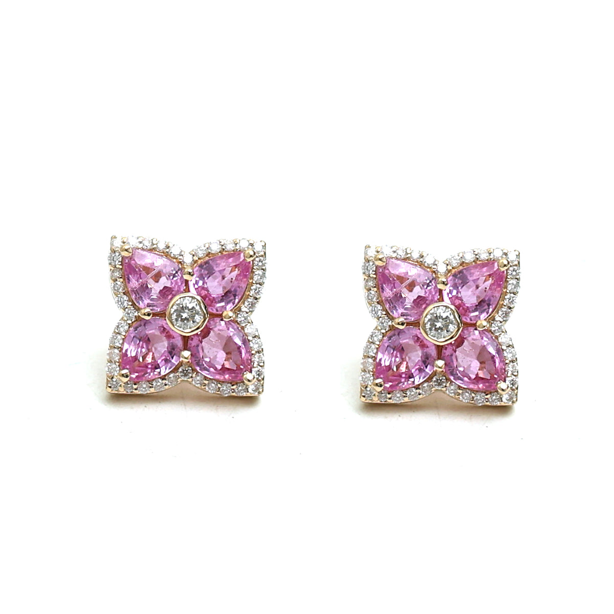 Pink Sapphire Diamond Earrings