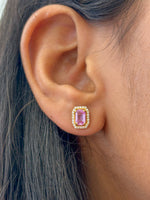 Pink Sapphire Diamond Earrings