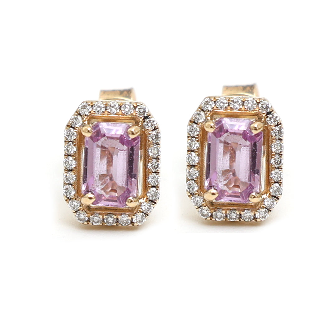 Pink Sapphire Diamond Earrings