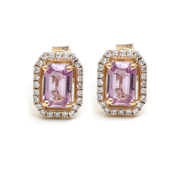 Pink Sapphire Diamond Earrings