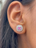 Pink Sapphire Diamond Earrings
