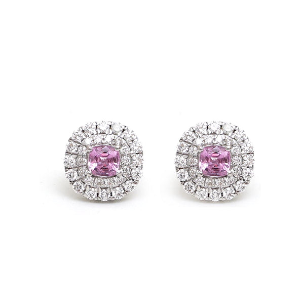 Pink Sapphire Diamond Earrings