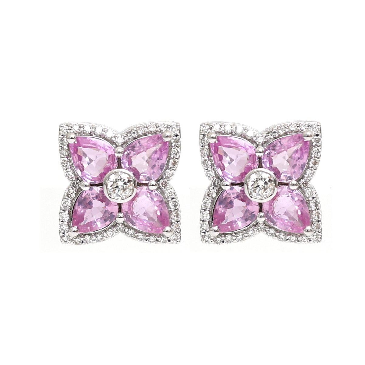 Pink Sapphire Diamond Earrings