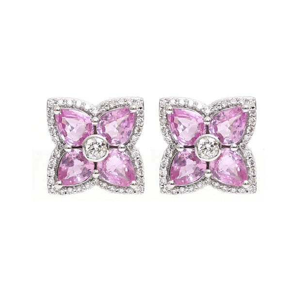 Pink Sapphire Diamond Earrings