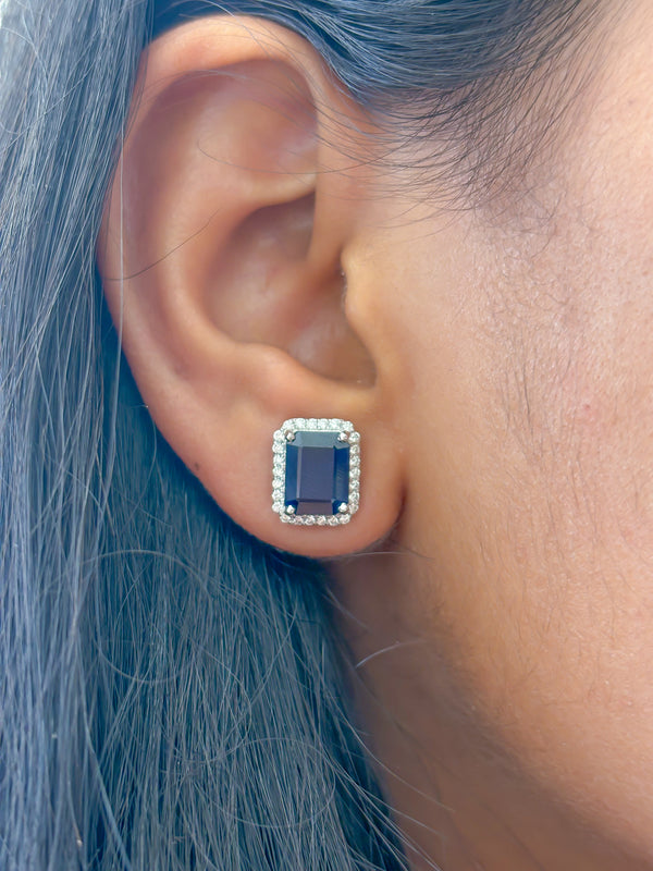 Blue Sapphire Diamond Earrings
