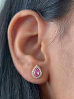 Pink Sapphire Diamond Earrings