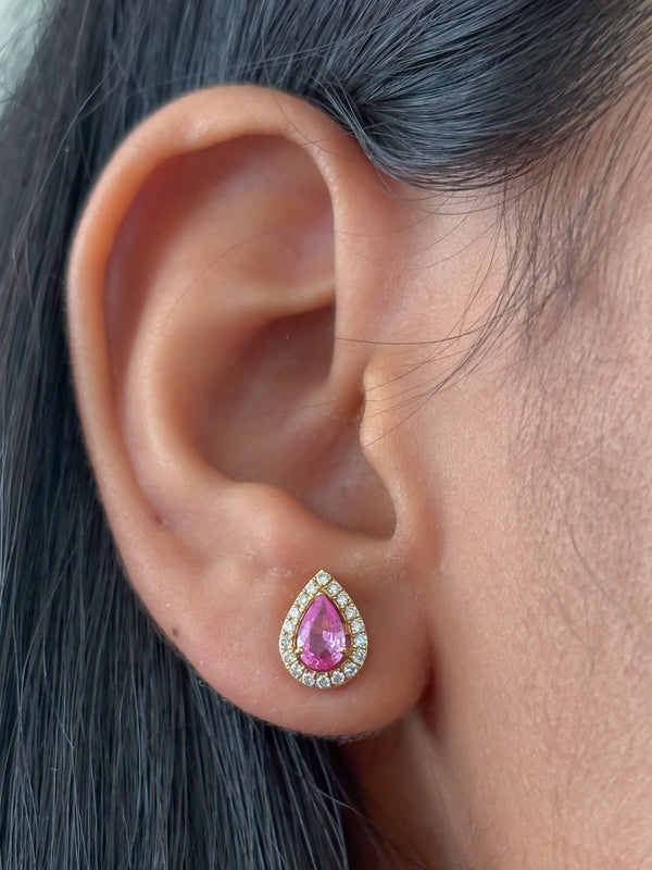 Pink Sapphire Diamond Earrings
