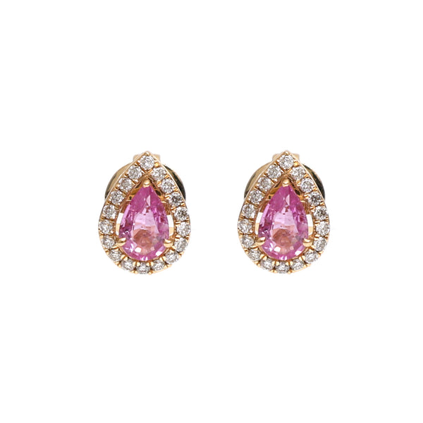 Pink Sapphire Diamond Earrings