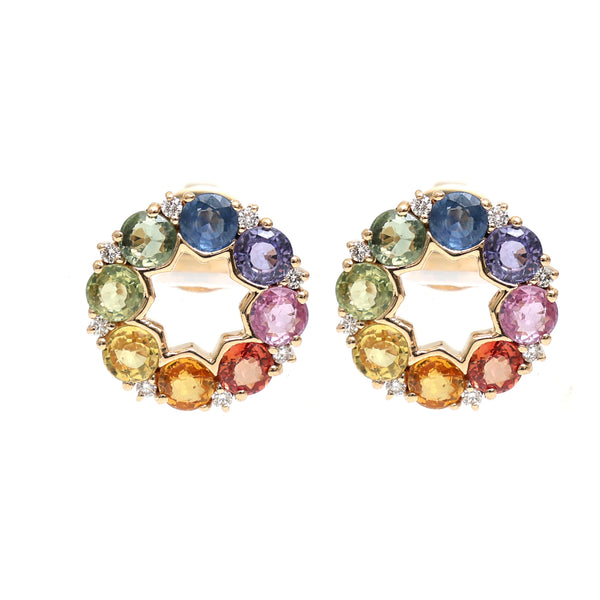 Rainbow Sapphire Diamond Earrings