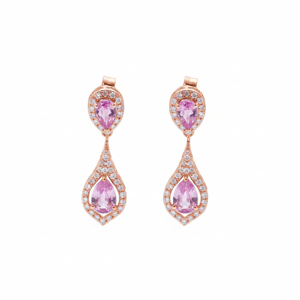 Pink Sapphire Diamond Earring
