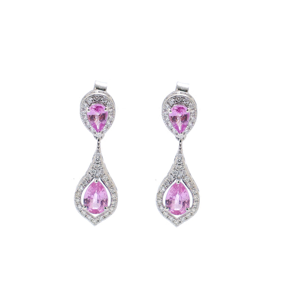 Pink Sapphire Diamond Earring