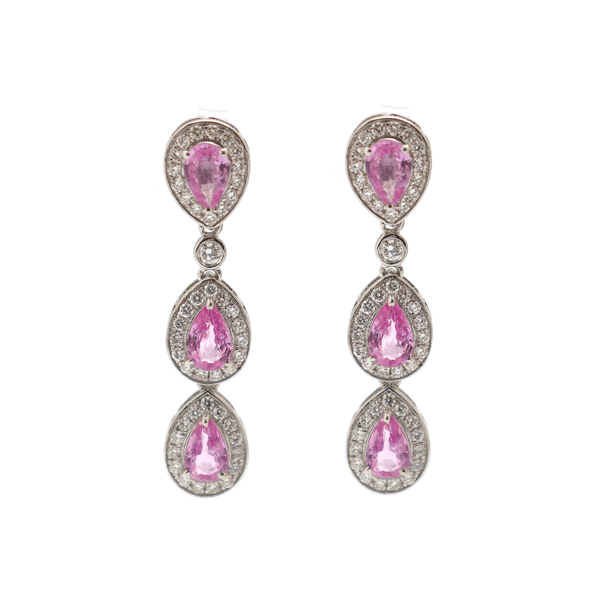 Pink Sapphire Diamond Earrings