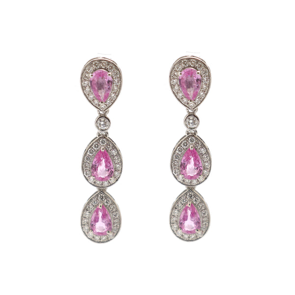 Pink Sapphire Diamond Earrings