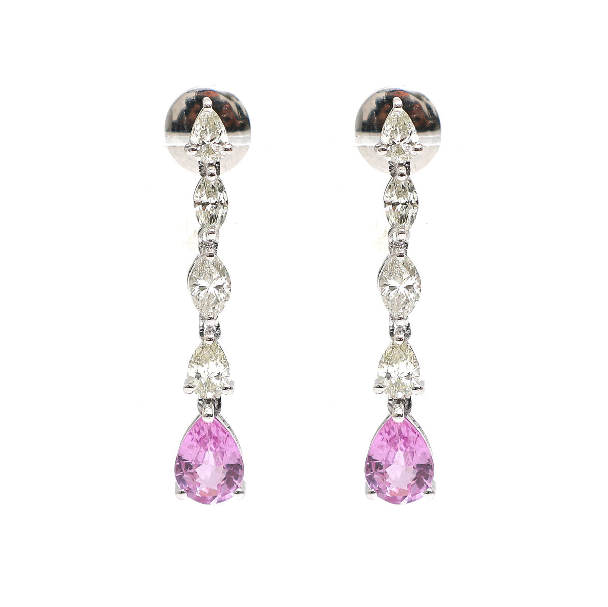 Pink Sapphire Diamond Earrings