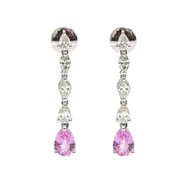 Pink Sapphire Diamond Earrings