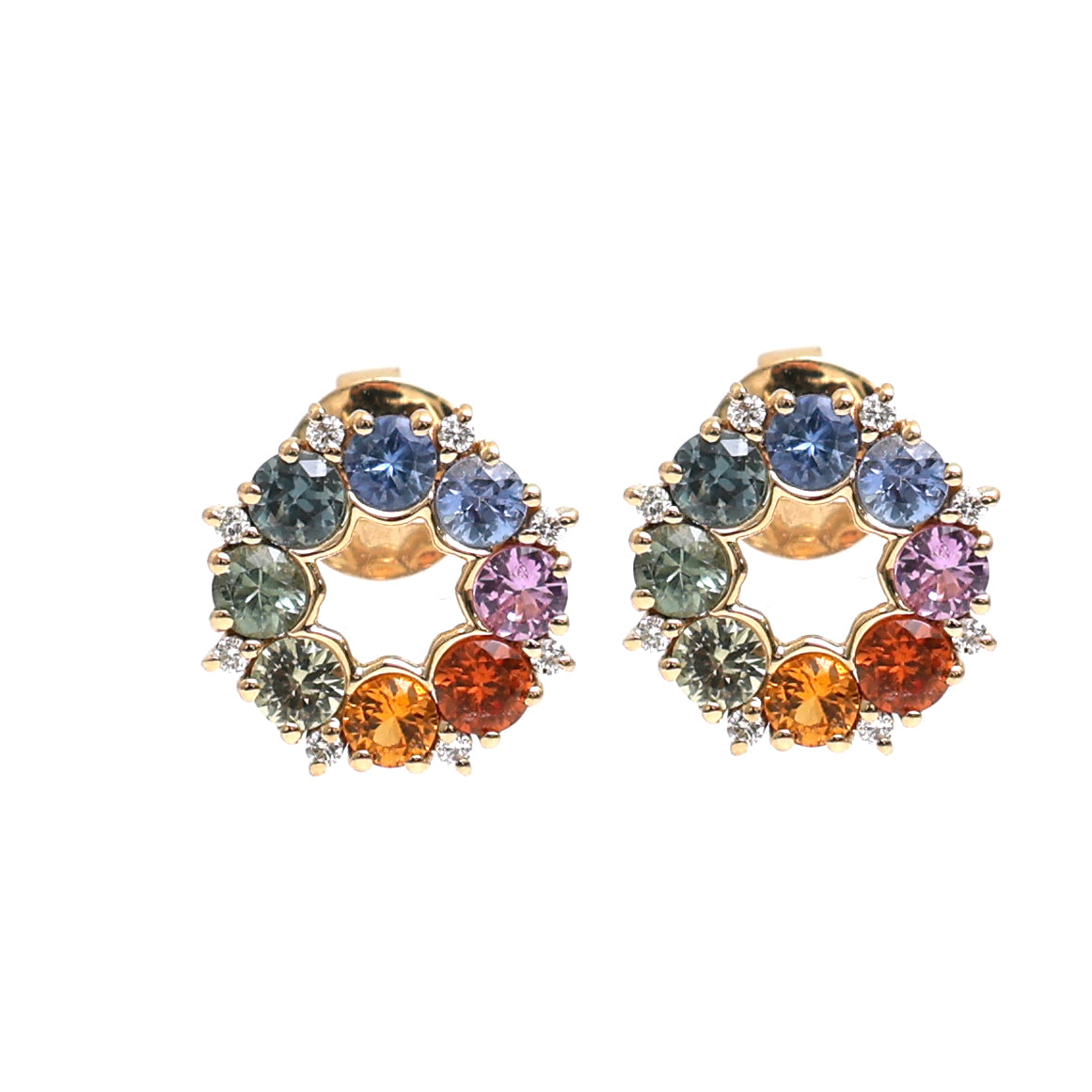 Rainbow Sapphire Diamond Earring