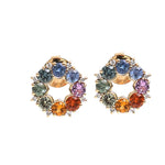 Rainbow Sapphire Diamond Earring