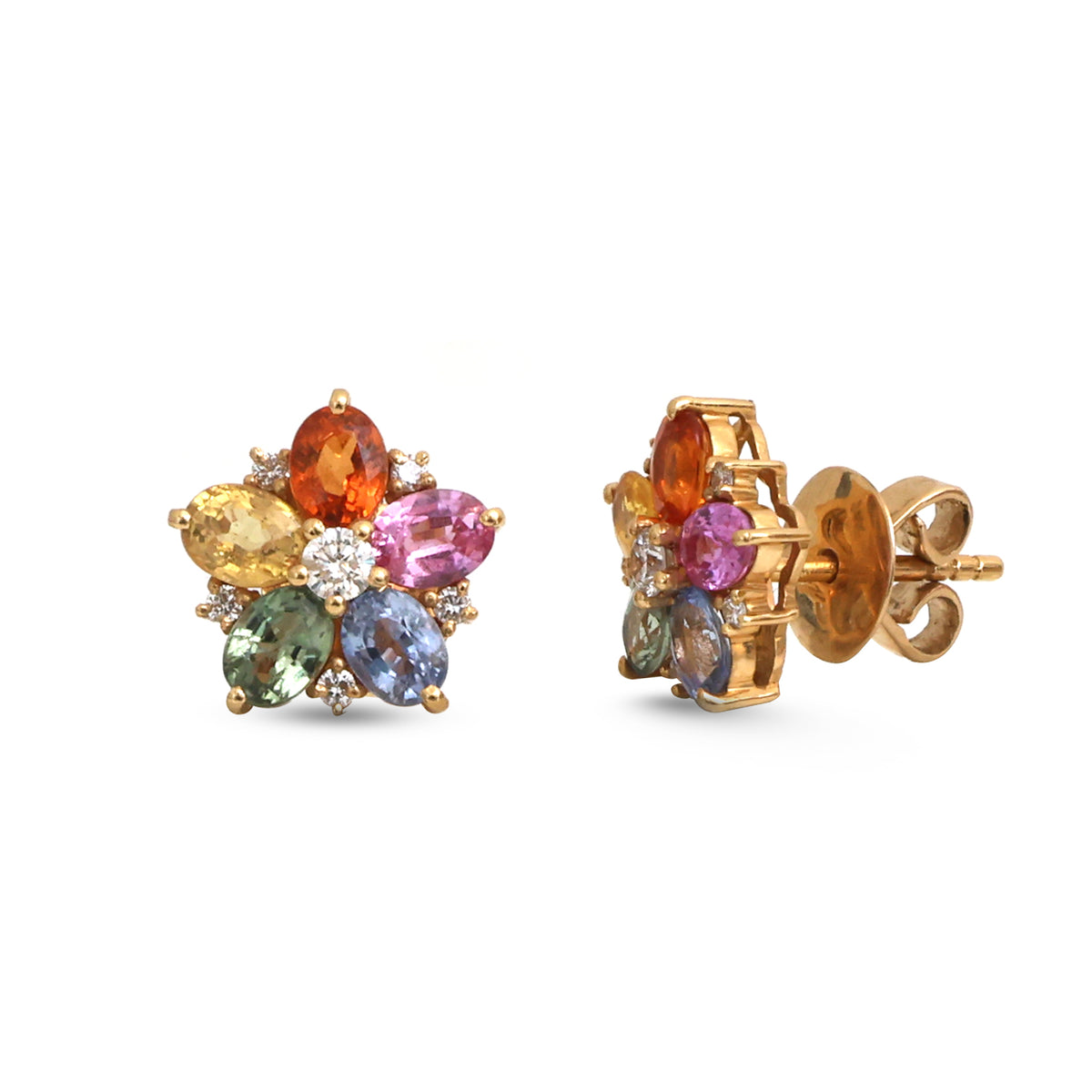 Rainbow Sapphire Diamond Earring