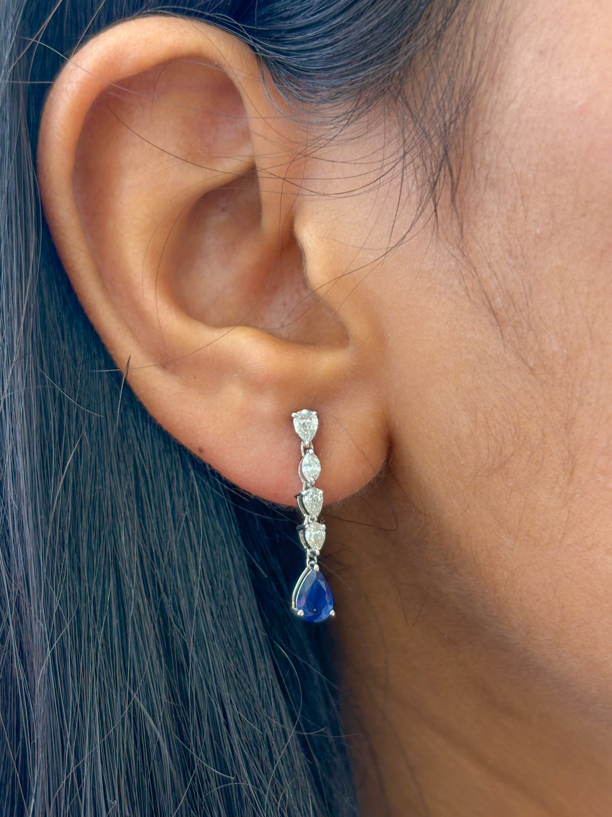 Blue Sapphire Diamond Earrings
