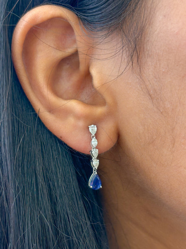 Blue Sapphire Diamond Earrings