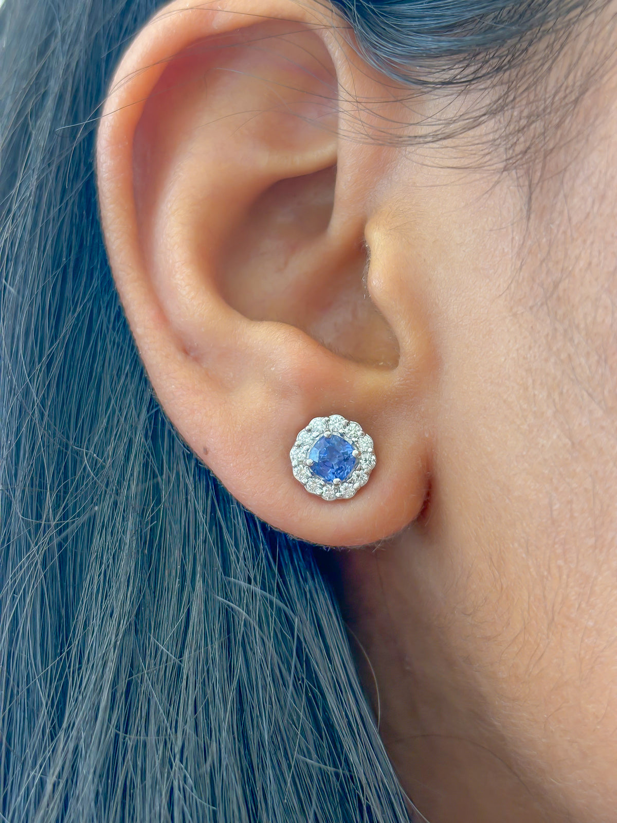 Blue Sapphire Diamond Earrings
