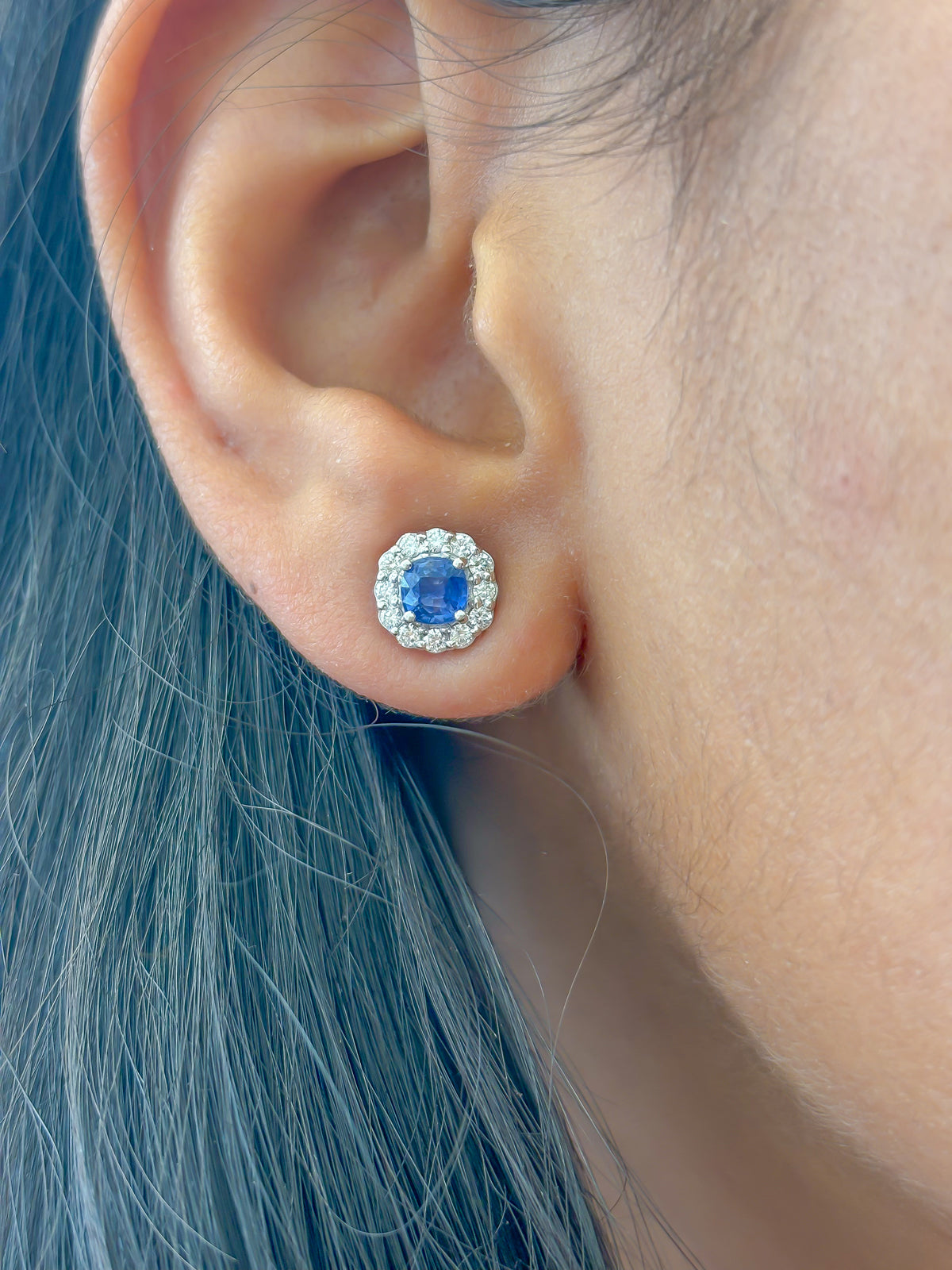 Blue Sapphire Diamond Earrings