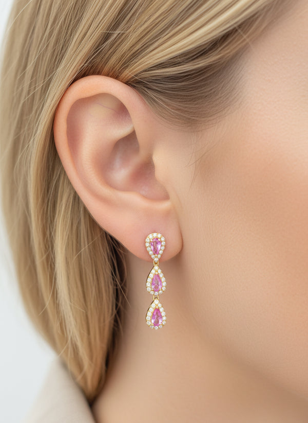 Pink Sapphire Diamond Earring