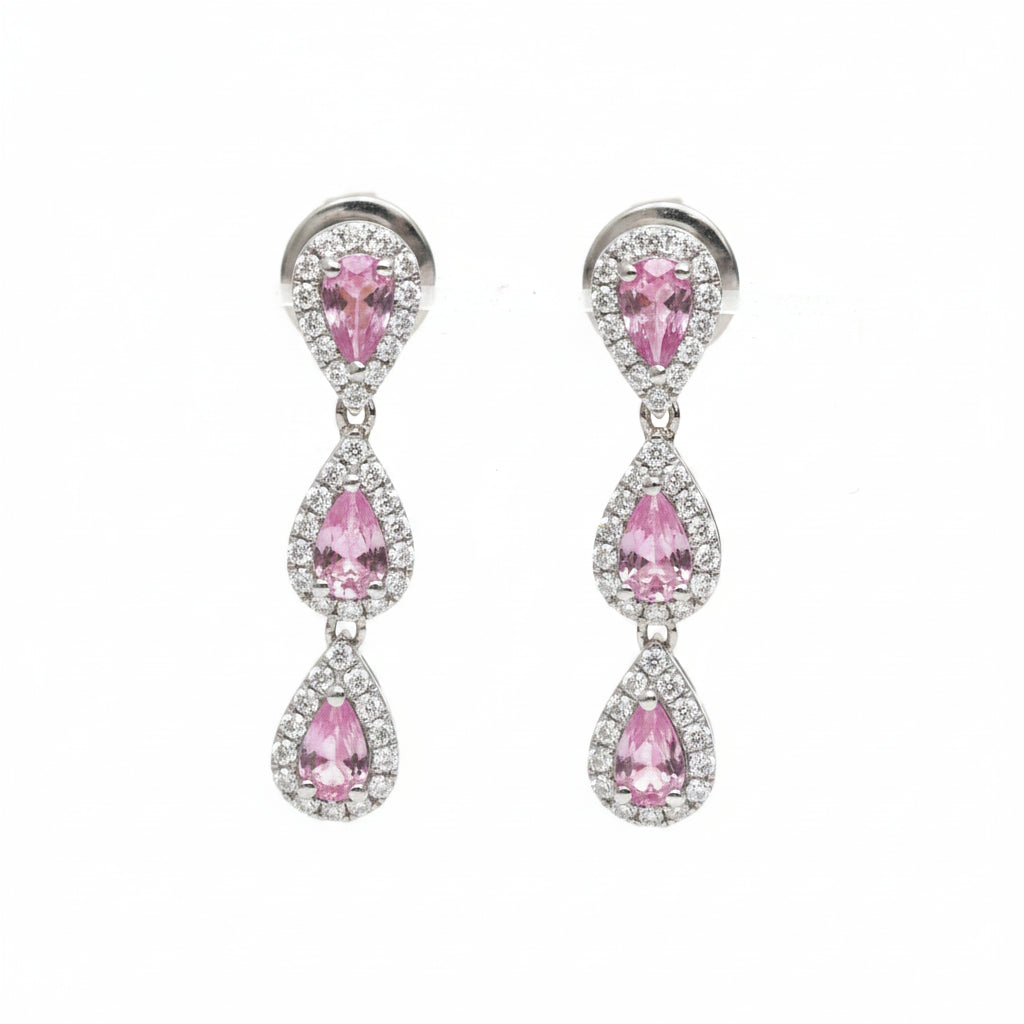Pink Sapphire Diamond Earring