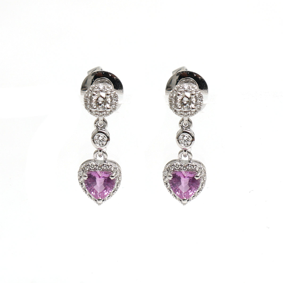 Pink Sapphire Diamond Earrings