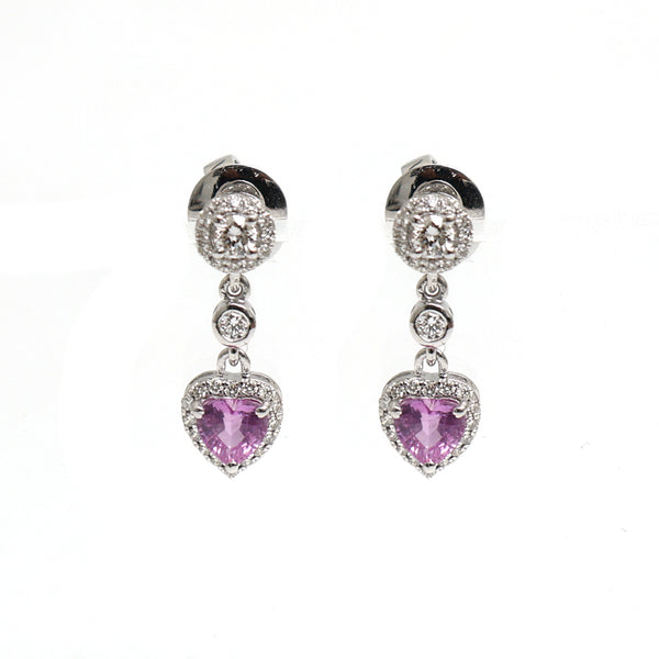 Pink Sapphire Diamond Earrings