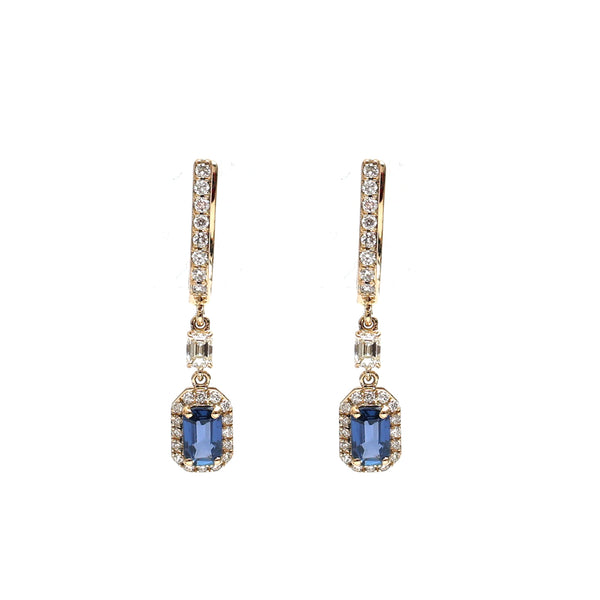 Blue Sapphire Diamond Earrings