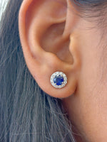 Blue Sapphire Diamond Earrings