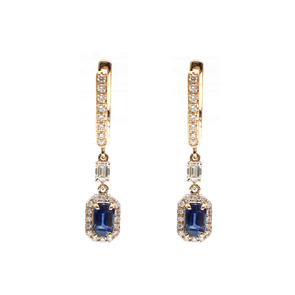 Blue Sapphire Diamond Earrings