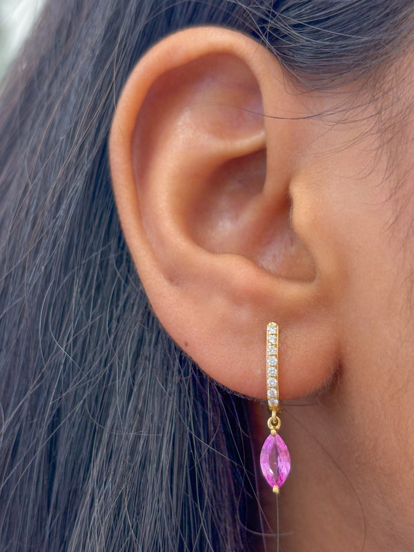 Pink Sapphire Diamond Earrings