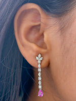 Diamond Pink Sapphire Earrings